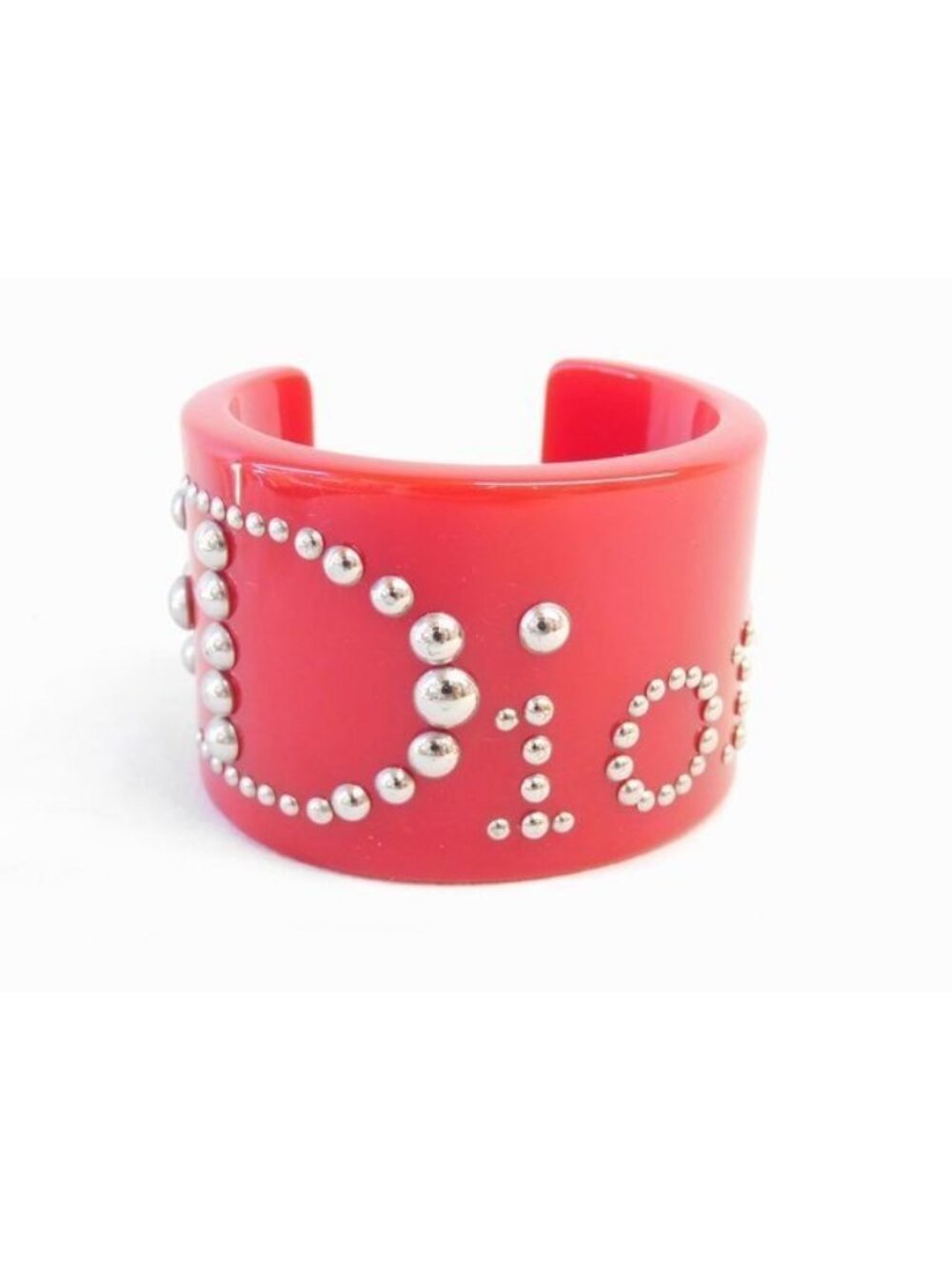 Dior Calfskin Bracelet Bangle Red Studs